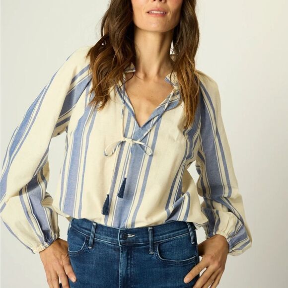 Natalie Martin Penny Blouse French stripe blue S NWT - Picture 1 of 7